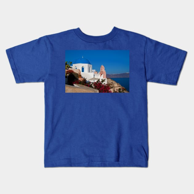 Greece. Santorini. Oia. Church. Kids T-Shirt by vadim19